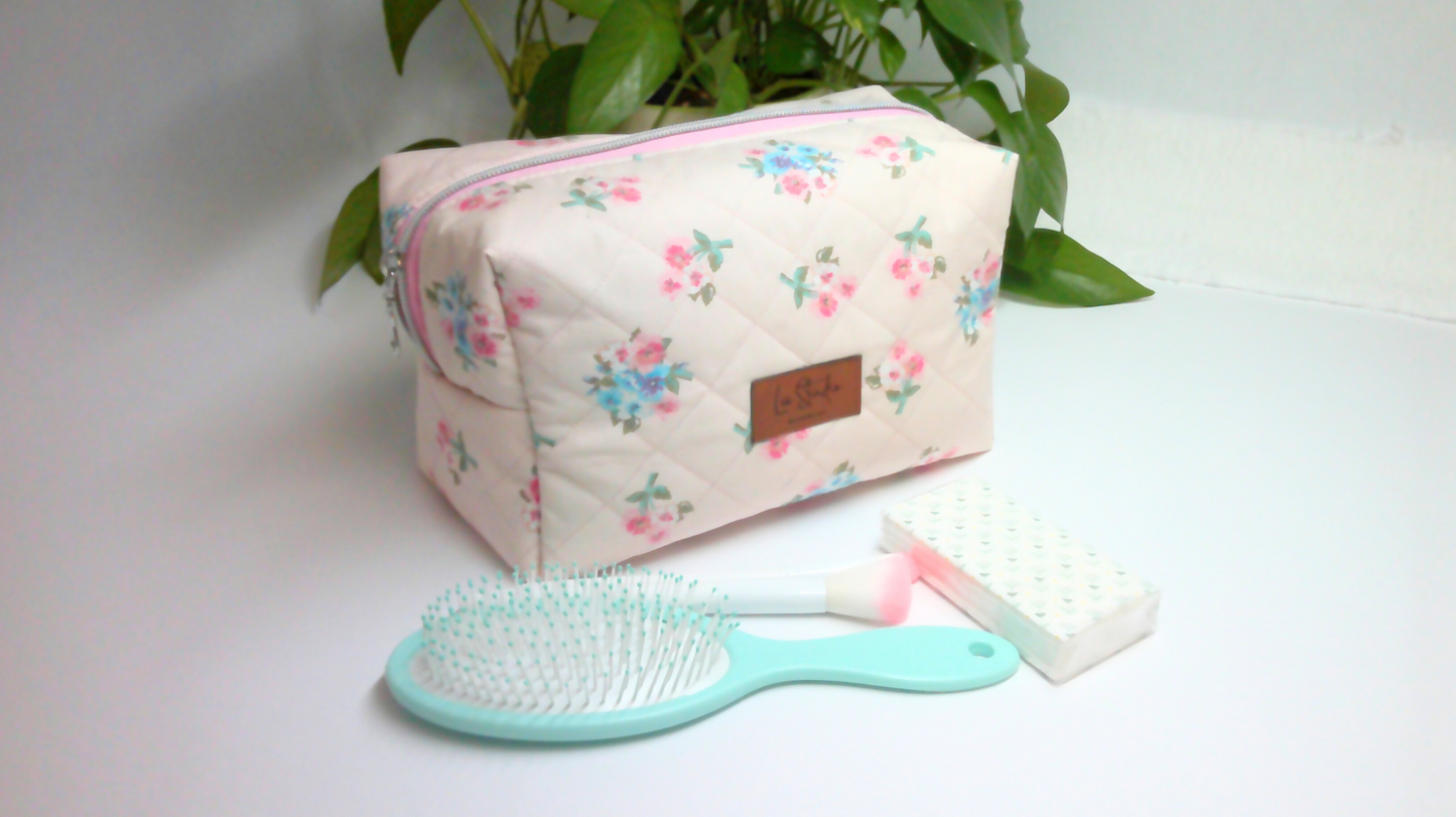 Quilted Floral Makeup Pouch