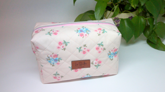 Quilted Floral Makeup Pouch