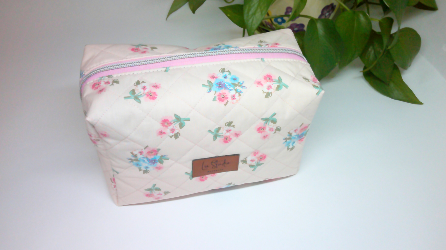 Quilted Floral Makeup Pouch